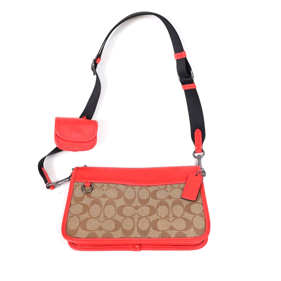 Coach Other - Coach Heritage Convertible Signature Crossbody Bag - Khaki/Red - NWT